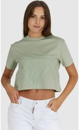 GUESS Krótki zielony t-shirt damski z logo, Wybierz