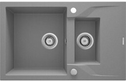 DEANTE Zlewozmywak granitowy ANDANTE 1,5-komorowy z ociekaczem szary