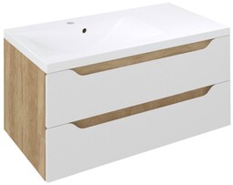 Sapho WAVE szafka umywalkowa 897x45x478cm lewa biała/dąb Alabama