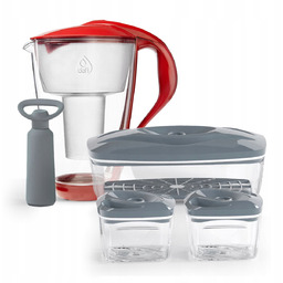 Dzbanek filtrujący szklany 3 pojemniki stalowe