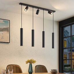 Lampa Wisząca Lindby, Sanad, ściemnialny, czarny, salon, metal,