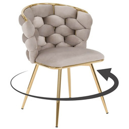 Krzesło obrotowe DC-3039 beż welur #7 złote nogi
