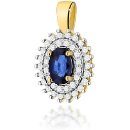 Złota zawieszka wisiorek Z303 Szafir 0,70ct żółte złoto