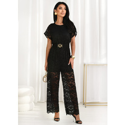 Koronkowy długi kombinezon z paskiem Secret Night