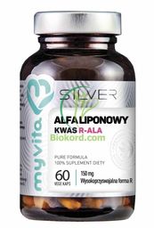 Kwas Alfaliponowy R-ALA 100% SILVER PURE, Kapsułki, Myvita