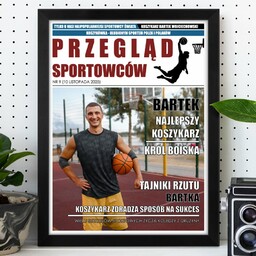 Plakat personalizowany ze zdjęciem Przegląd Sportowców w ramce
