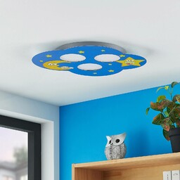 Lampa sufitowa Thorke Lindby, możliwość ściemniania, niebieski, pokój