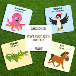 Memory XL - Zwierzęta (Ilustrowane - nazwy PL/EN)