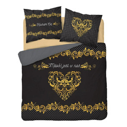 Detexpol Pościel bawełniana 160x200 Home czarna żółta 3754