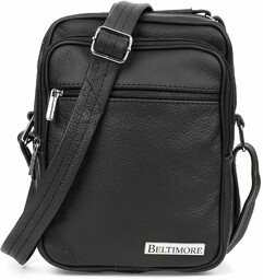 Beltimore czarna męska mała skórzana torba listonoszka G62