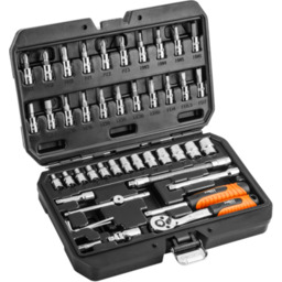 Klucz nasadowy 1/4", zestaw 46 sztuk, CrV NEO