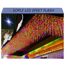 Sople 500LED Niebieskie Zewnętrzna Lampki Choinkowe Flash