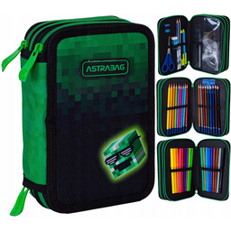 Piórnik 3-komorowy z wyposażeniem Jumbo Astrabag Pixel Hero.
