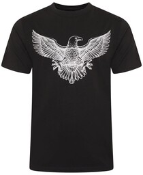 Duży T-shirt Męski Czarny z Orłem 5758 KAM