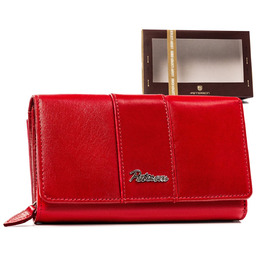 Skórzany portfel damski na karty Peterson, czerwony