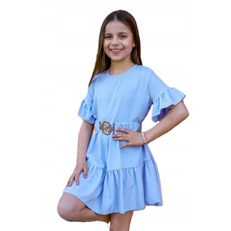 Sukienka Anagri babydoll luźna krótki rękaw falbanka pasek