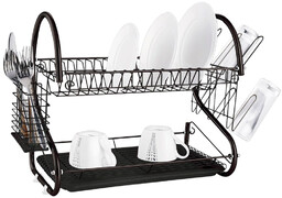 Suszarka na naczynia czarna 2-poziomowa 52x24,5x38 cm