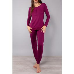 Piżama damska długa bordowa z wiskozy Alba Sielei