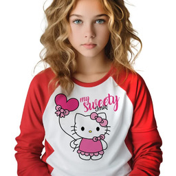 Piżama Czerwona Długi Rękaw MY SWEETY *IMIĘ* Hello