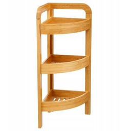 Narożny Regał zaokrąglony Bambusowy Z 3 Półkami