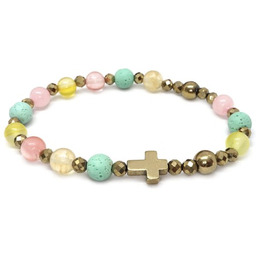 Pastelowa bransoletka różaniec na rękę z kamieni