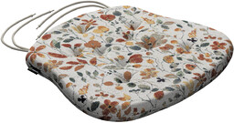 Poduszka na krzesło Filip, pomarańczowo-zielone kwiaty na kremowym