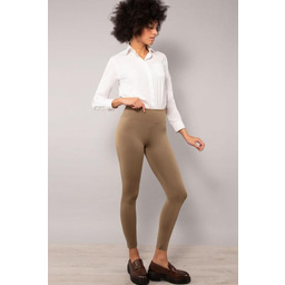 Legginsy damskie sportowe z wysokim stanem jasny brąz