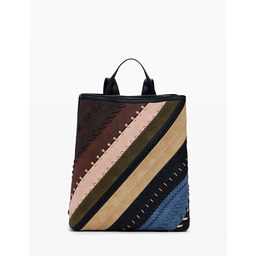 Średni plecak z efektem skóry i przeszyciami