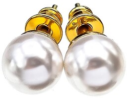 Piękne Perły Kryształowe Kolczyki White Pearl Gold Złote