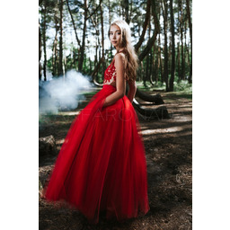 Pakamera S074 spódnica maxi rozkloszowana. Czerwona