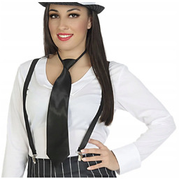 Krawat Na Gumce Czarny 40Cm Do Stroju Gangster