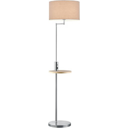 Lampa podłogowa metal + półka drewniana z USB