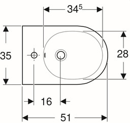 GEBERIT 500.601.01.2 Bidet wiszący Acanto, ukryte mocowania: T=51cm,