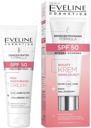 EVELINE Bogaty Krem nawilżający SPF50 + Kwas Hialuronowy