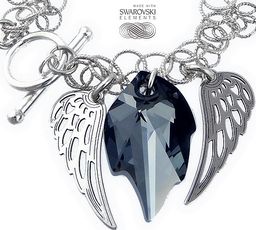Unikat Bransoletka Kryształy Crystals Night Angel Wing Srebro