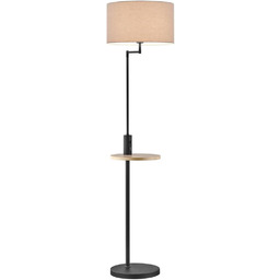 Lampa podłogowa metal + półka drewniana z USB