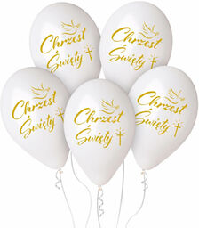 Balony lateksowe na Chrzest Święty - białe -