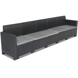Pięcioosobowa technorattanowa sofa Nebraska antracytowa Bica