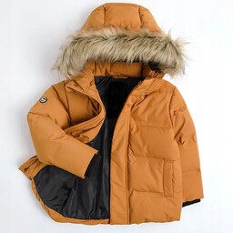 Cool Club Kurtka zimowa puchowa z kapturem musztardowa