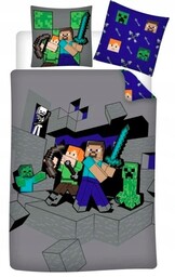 Dwustronna Pościel Minecraft Klocki Lego Creeper Kriper 140x200