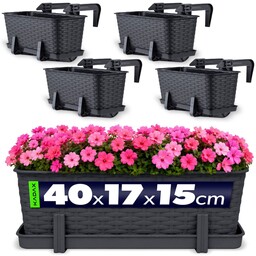 Skrzynka balkonowa z uchwytami Castro antracyt 40 cm,