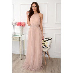 Sukienka tiulowa maxi z koronką brudny róż Vanessa