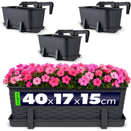 Skrzynka balkonowa z uchwytami Castro antracyt 40 cm,