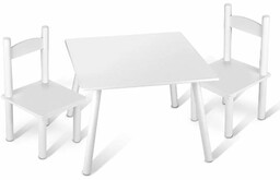 Biały stolik dla dzieci i dwa krzesełka, meble