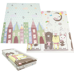 składana mata piankowa pastelowe domki 150 cm