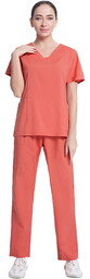 Nianqing Komplet Medyczny Damski Scrubs - Koralowy -
