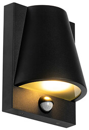 Lampa ścienna zewnętrzna czarna IP44 z czujnikiem ruchu