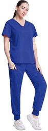 Nianqing Komplet Medyczny Damski Scrubs - Ciemny niebieski