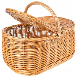Kosz wiklinowy duży piknikowy z pokrywą koszyk