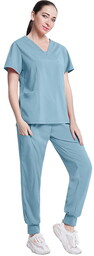 Nianqing Komplet Medyczny Damski Scrubs - Jasnoniebieski -